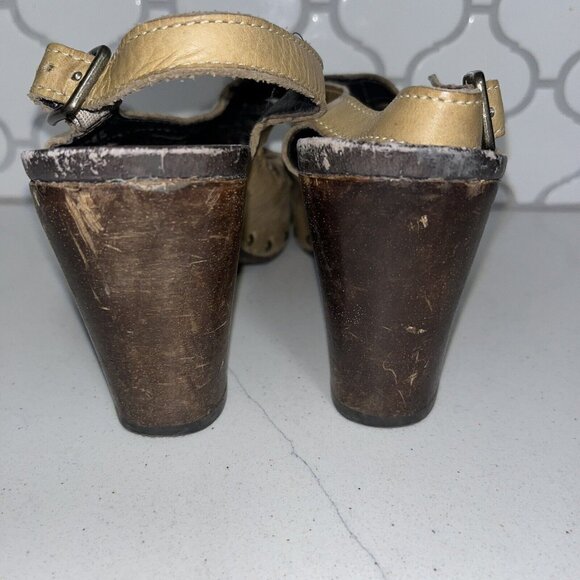 Dansko Rowena Slingback Sandal Womens Sz 8.5-9 EU 39 Beige Open Toe Wooden Heels - Picture 10 of 10